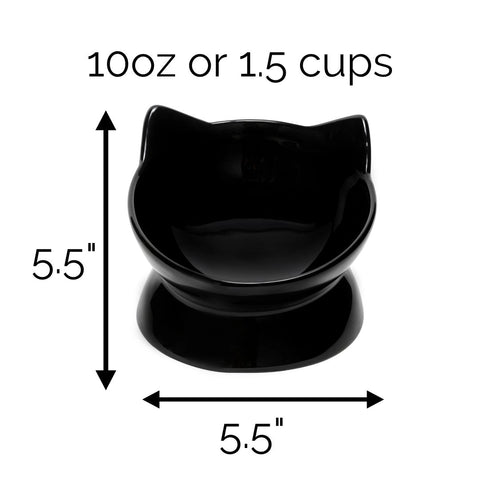 Oscar Tilt Cat Dish - Black
