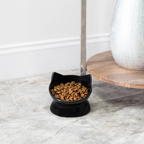 Oscar Tilt Cat Dish - Black