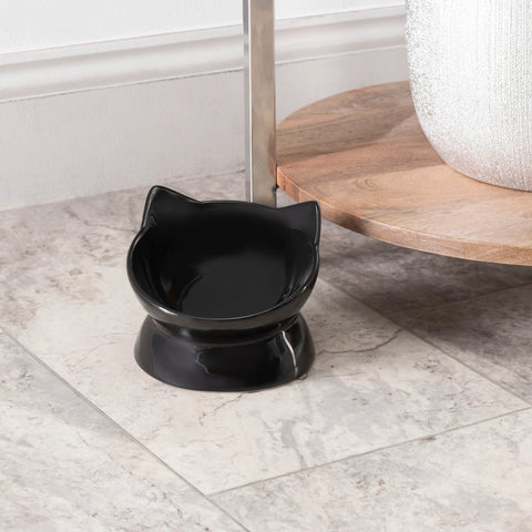 Oscar Tilt Cat Dish - Black