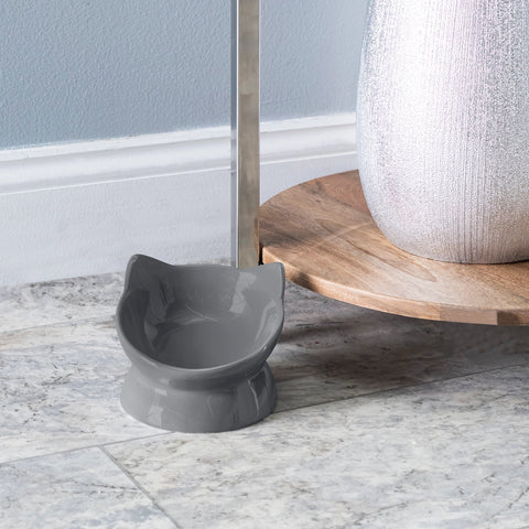 Oscar Tilt Cat Dish - Gray