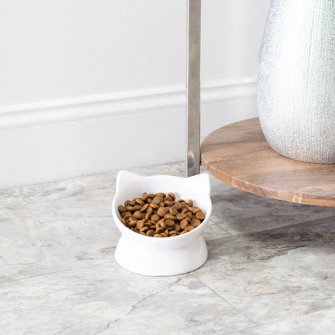 Oscar Tilt Cat Dish - White