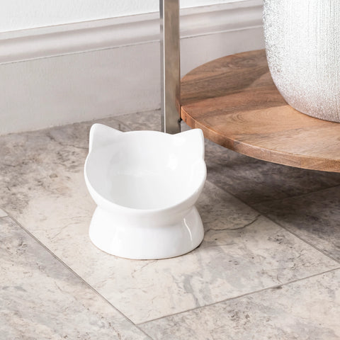 Oscar Tilt Cat Dish - White