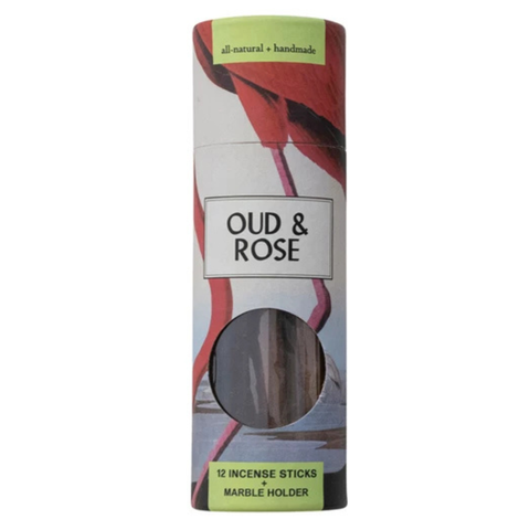 Oud & Rose Incense Sticks + Marble Holder