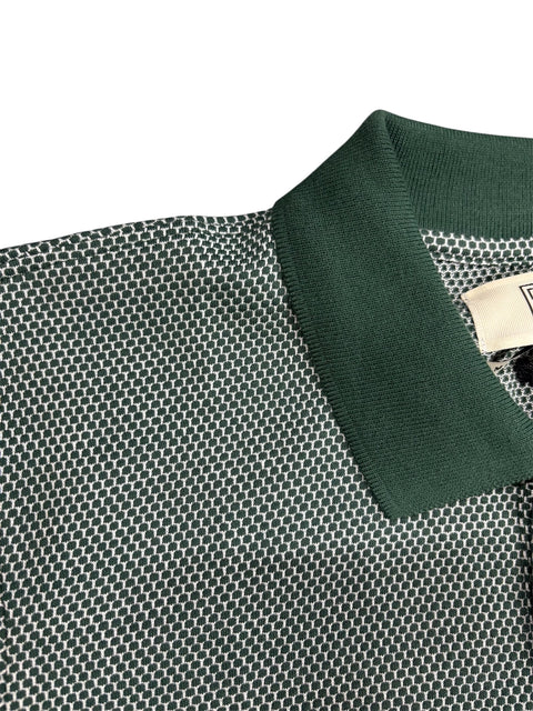 Owen Jacquard Ribbed Polo - Forest