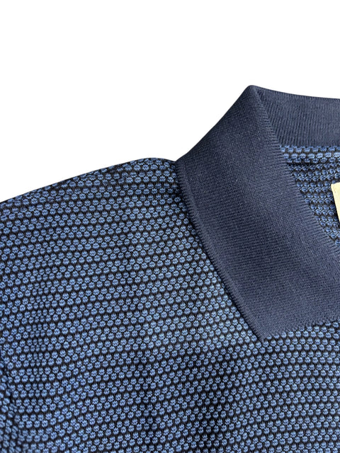 Owen Jacquard Ribbed Polo - Navy