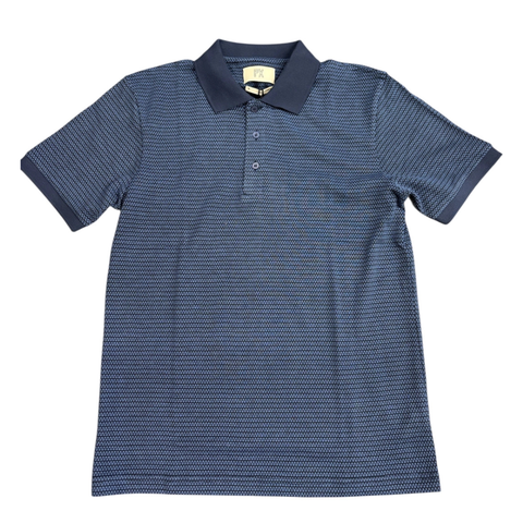 Owen Jacquard Ribbed Polo - Navy