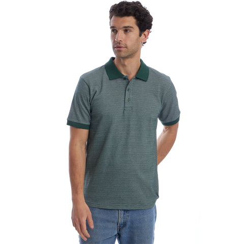 Owen Jacquard Ribbed Polo - Forest