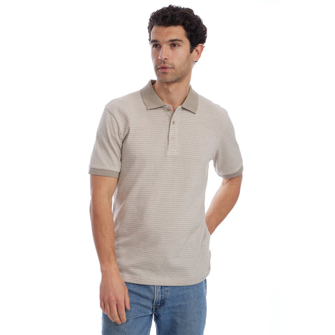 Owen Jacquard Ribbed Polo - Tan