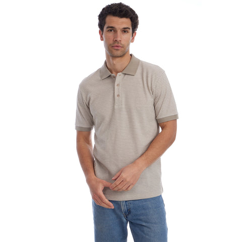Owen Jacquard Ribbed Polo - Tan