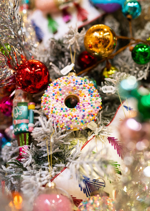 Iced Donut Ornament, Light Pink