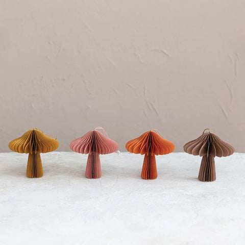 Paper Folding Honeycomb Mushroom Ornament - Mustard