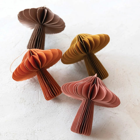 Paper Folding Honeycomb Mushroom Ornament - Rose