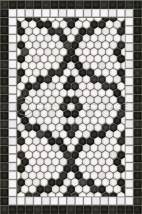 Mosaic F "Pelham Bay Park" Vinyl Floorcloth - Spicher & Co.