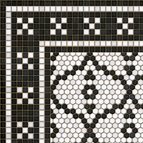 Mosaic F "Pelham Bay Park" Vinyl Floorcloth - Spicher & Co.