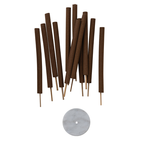 Peony & Suede Incense Sticks + Marble Holder