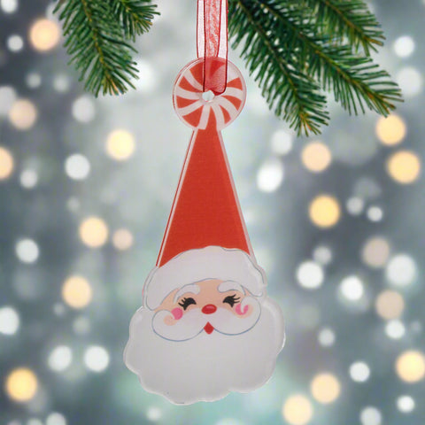 Peppermint Santa Ornament