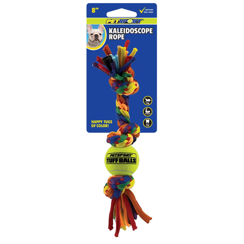 PetSport Kaleidoscope Rope 3-Knot w/ 1.5" Ball 8"