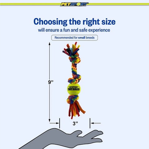 PetSport Kaleidoscope Rope 3-Knot w/ 1.5" Ball 8"