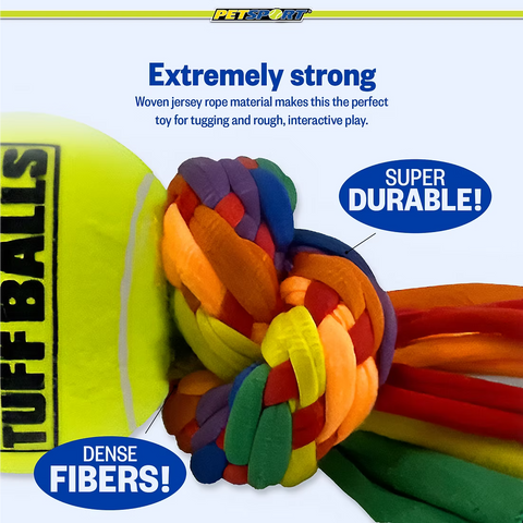 PetSport Kaleidoscope Rope 3-Knot w/ 1.5" Ball 8"