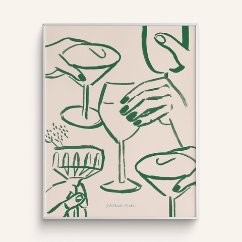 Phthalo Ruth "Green Cheers Cocktail" Art Print-16"x20"