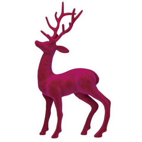 Pink Flocked Reindeer