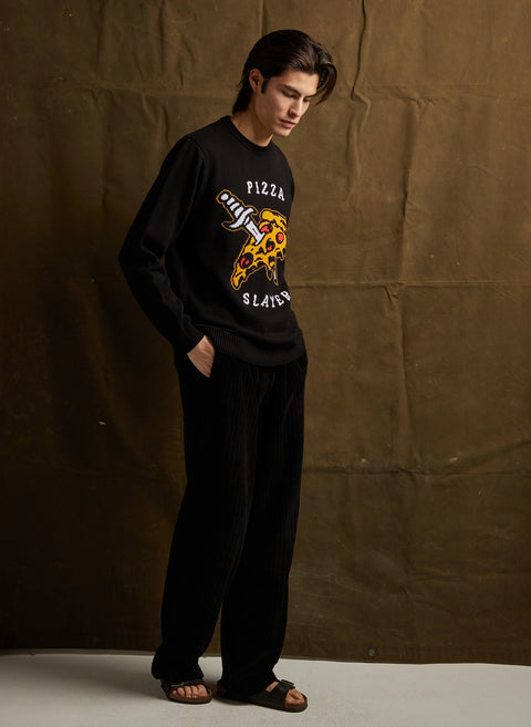 Pizza Slayer Knit Sweater by Pyknic