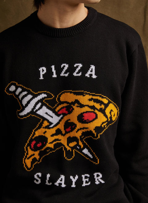 Pizza Slayer Knit Sweater by Pyknic