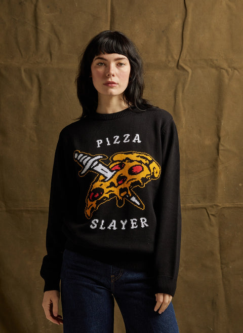 Pizza Slayer Knit Sweater by Pyknic