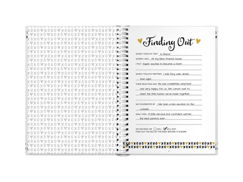 Pregnancy Journal, White, Black, + Gold