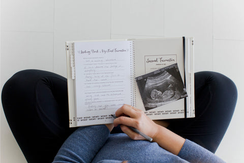 Pregnancy Journal, White, Black, + Gold