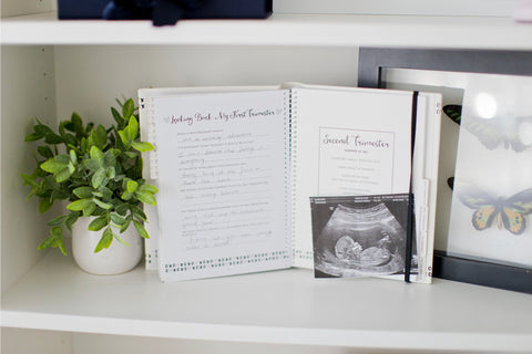 Pregnancy Journal, White, Black, + Gold