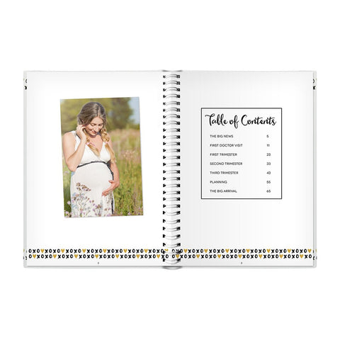 Pregnancy Journal, White, Black, + Gold