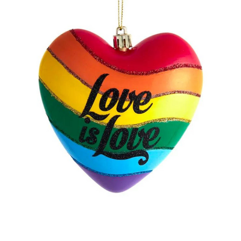 Pride Rainbow "Love Is Love" Heart Ornament