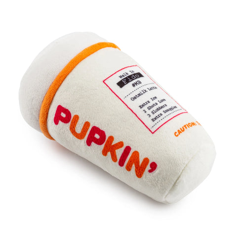 Pupkin' Donuts Hot Coffee Plush Squeaker Dog Toy