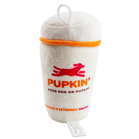 Pupkin' Donuts Hot Coffee Plush Squeaker Dog Toy