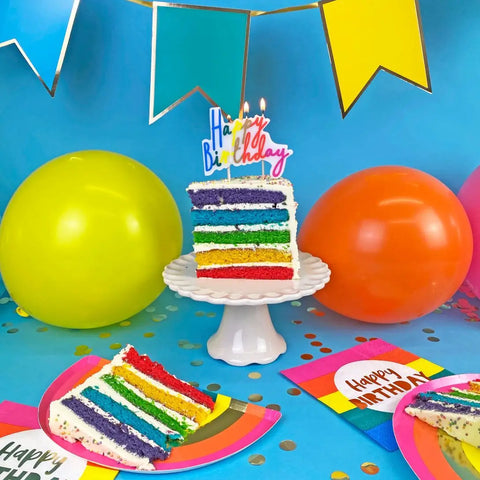 Rainbow Happy Birthday Candle Cake Topper