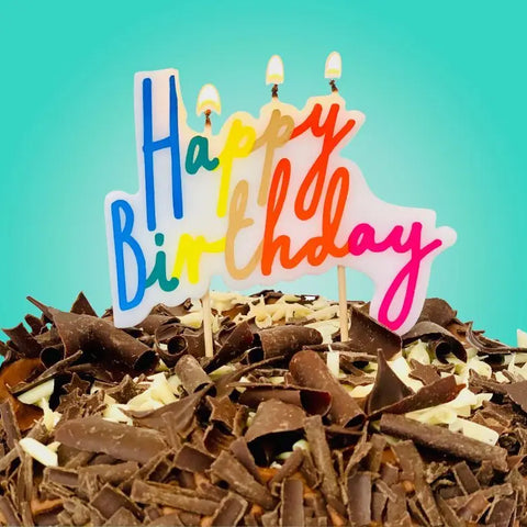 Rainbow Happy Birthday Candle Cake Topper