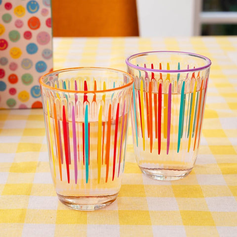 Rainbow Striped Glass Tall Tumbler