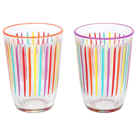 Rainbow Striped Glass Tall Tumbler