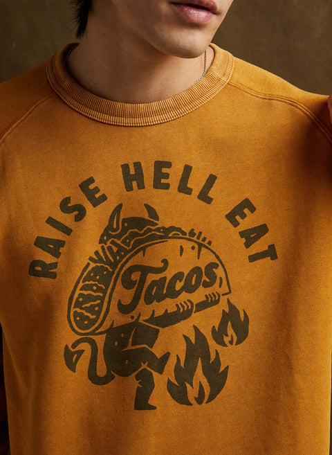 Raise Hell Eat Tacos Crewneck Sweatshirt by Pyknic