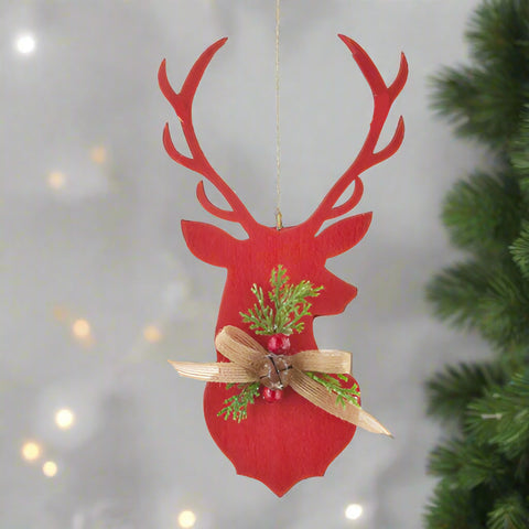 Oversized Red Stag Head Ornament