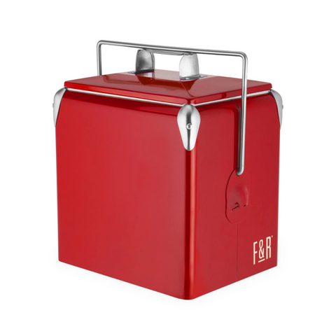 Red Vintage Style Metal Cooler By Foster & Rye