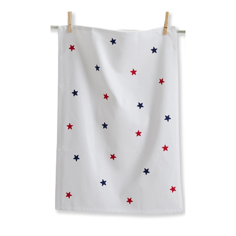 Red + Blue Stars Tea Towel