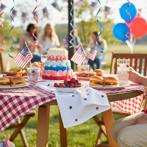 Red + Blue Stars Tea Towel