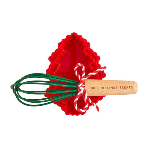 Red Tree Silicone Baking Mold + Whisk Set