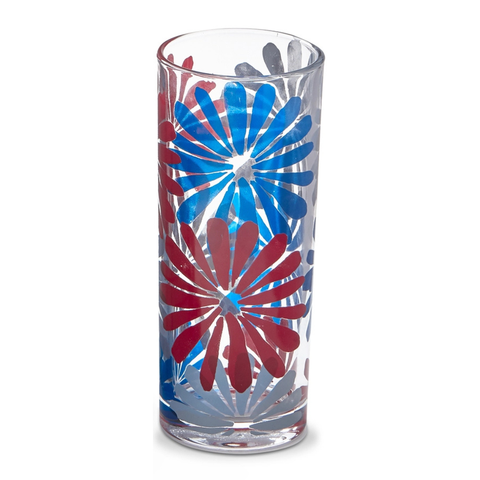 Red, White, + Blue Groovy Highball Glass