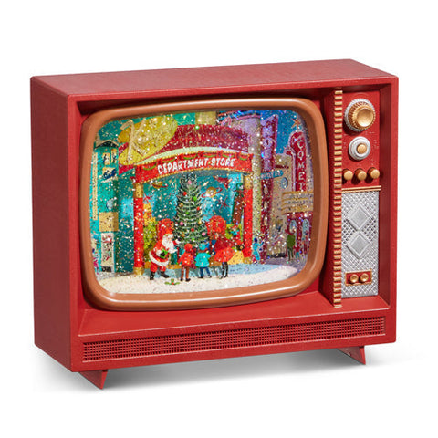 Retro Musical Television Water Lantern With Christmas Scene