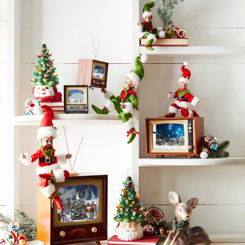 Vintage Style Ceramic Light-up Christmas Tree With Santa Base