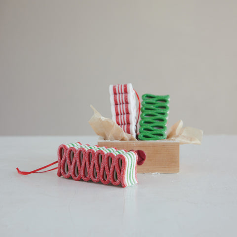 Ribbon Candy Ornament - Red & White Stripe