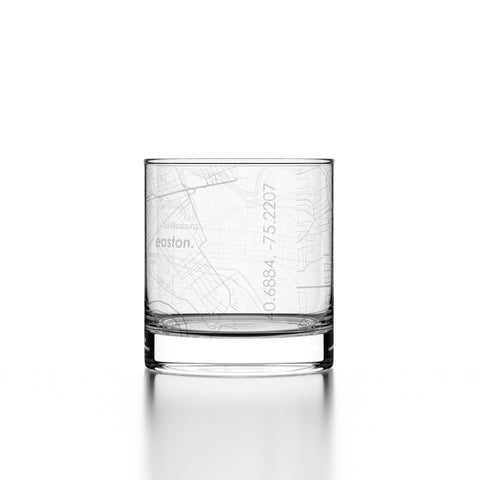 Easton Map Etched Rocks Glass